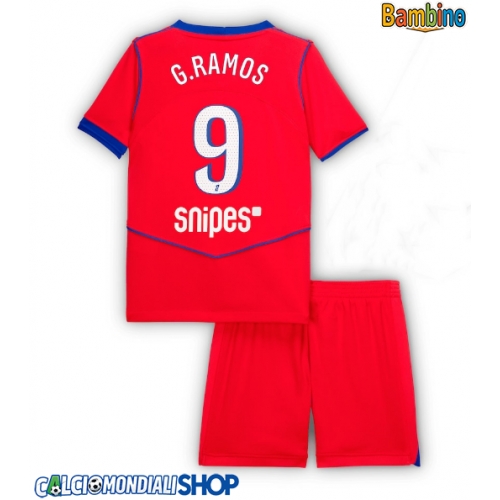 Maglie da calcio Paris Saint-Germain Goncalo Ramos #9 Terza Maglia Bambino 2025-26 Manica Corta + Pantaloni corti)